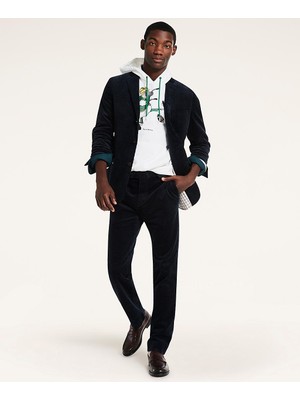 Brooks Brothers Erkek Lacivert Milano Kesim Kadife Pantolon