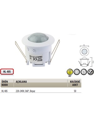 Horoz Corsa Sıva Altı Hareket Sensörü 360° Beyaz (088-001-0006) 344029