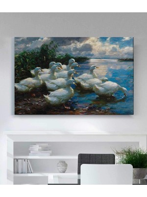 MonoStella Alexander Koester Göl Kıyısında Ördekler Kanvas Tablo