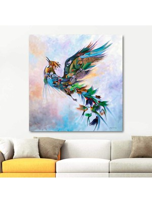 MonoStella Anka Kuşu Kanvas Tablo 70 x 70 cm Renkli Çerçevesiz Modern Tasarım Duvar Dekoru