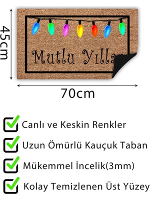 Monnhein Mutlu Yıllar Yılbaşı Kapı Önü Paspası Yılbaşı Dekoru Dış Mekan ve Ev Içi Paspas 45X70CM