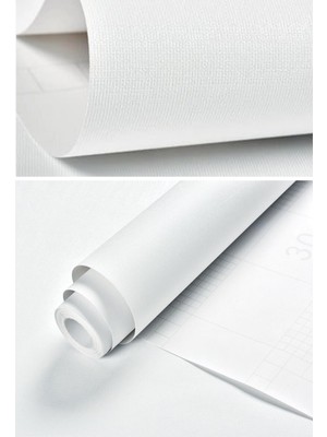 Trendpoint 60 cm x 300 cm Mat Beyaz Kendinden Yapışkanlı Duvar Veya Mutfak Banyo Dolap Kaplama Dekorasyon
