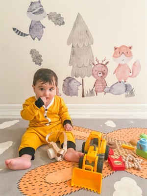 Kidsabu Oversize Bebek Unisex Tulum Pijama Salaş - Hardal