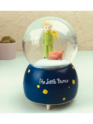 Mobgift Le Petit Prince/küçük Prens Orta Boy Işıklı Müzikli Kar Küresi (Lacivert)