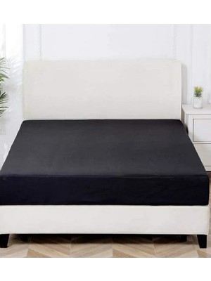 Zambak Tekstil 240 x 260 cm Çift Kişilik Siyah Yatak Çarşafı (Yastıksız)