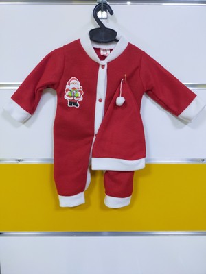 Denito Noel Baba Şapkalı Yılbaşı Bebek Tulumu Unisex