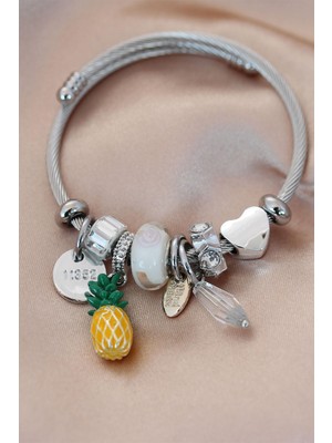 Clariss Çelik Ananas Model Charm Bilezik