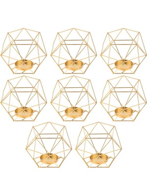 F Fityle 8 Adet Hexagon Geometrik Demir Hollow Mumluk Fener Şamdan Altın (Yurt Dışından)