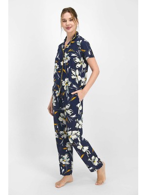 Pierre Cardin 7753 Kadın Lily Lacivert Gömlek Pijama