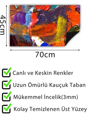 Buket Home Rengarenk Kapı Önü Paspası Dekoratif Kapı Paspası Dış Mekan Paspas Ev Içi Paspası 45X70CM