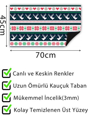 Buket Home Örme Geyik Kapı Önü Paspası Dekoratif Kapı Paspası Dış Mekan Paspas Ev Içi Paspası 45X70CM