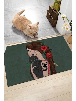 Buket Home Dost Kedi Kapı Önü Paspası Dekoratif Kapı Paspası Dış Mekan Paspas Ev Içi Paspası 45X70CM