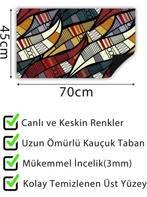 Buket Home Dekoratif Kapı Önü Paspası Dekoratif Kapı Paspası Dış Mekan Paspas Ev Içi Paspası 45X70CM