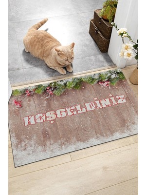 Buket Home Hoşgeldiniz Dekoratif Kapı Önü Paspası Dekoratif Kapı Paspası Dış Mekan Paspas Ev Içi Paspası 45X70CM