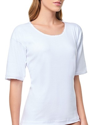 Tutku Kadın 6'lı  Ribanaesnek Yarım Kollu Kaşkorse Atlet Beyaz