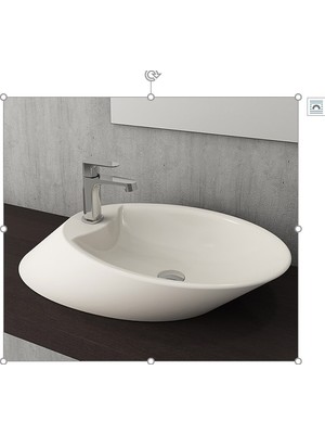 Bocchi Vessel Batarya Banklı Çanak Lavabo 70 cm Bisküvi
