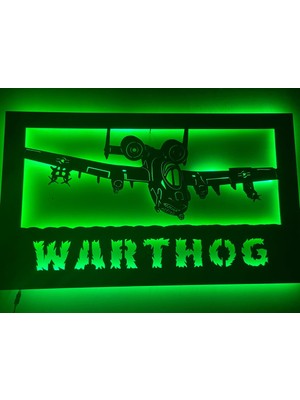 Dekor Hediyelik Rgb LED Işıklı A-10 Thunderbolt Warthog Tablo-Ahşap Duvar Dekorasyonu