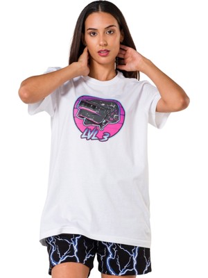 Viselia Oversize Beyaz T-Shirt  Pamuk Pubg Nefes Alan Yeni Nesil Terletmeyen Baskılı Unisex