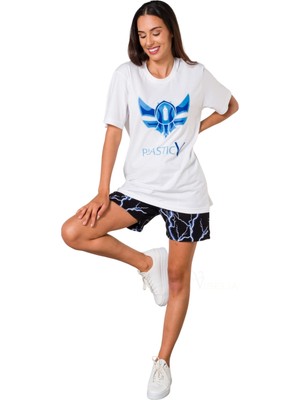 Viselia Oversize Beyaz T-Shirt  Pamuk Lol Nefes Alan Yeni Nesil Terletmeyen Baskılı Unisex