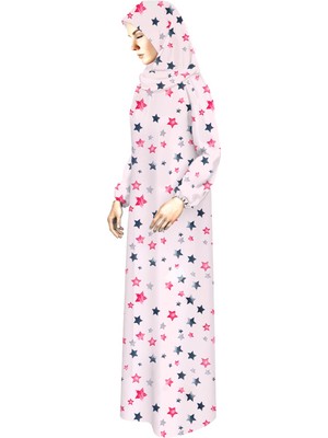 Oulabi Mir Kadın Pratik Namaz Elbisesi Fermuarlı Kolu Lastikli Renkli Yıldız Baskılı