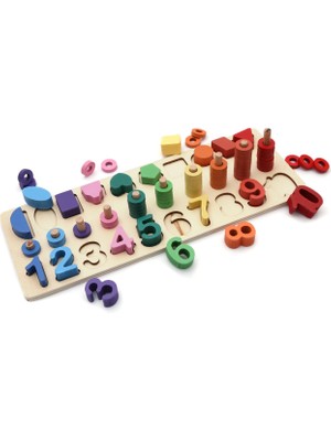 Hamaha Wooden Toys Doğal Ahşap Eğitici Oyuncak Logaritma Geometrik Sayılar Simgeli HMH-031