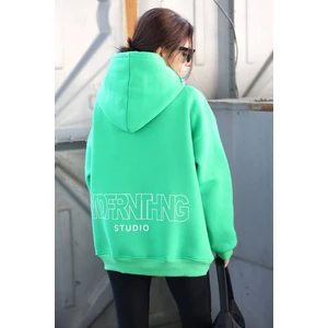 Mad Girls Yeşil Baskılı Oversize Sweatshirt MG1287