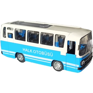 PopŞeker Oyuncak Metal Halk Otobüsü Pilli Sesli Işıklı Çek Bırak Özellikli Mavi Halk Otobüsü