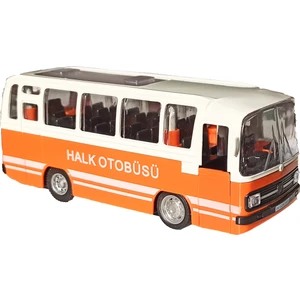 PopŞeker Oyuncak Metal Halk Otobüsü Pilli Sesli Işıklı Çek Bırak Özellikli Turuncu Halk Otobüsü