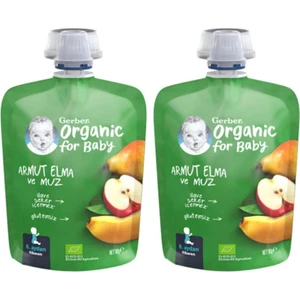 Organik Elmalı ve Muzlu Armut Püresi 90 gr x 2 Adet