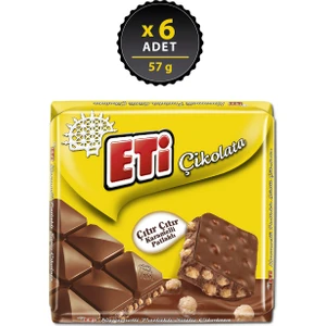 Karamelli Patlaklı Sütlü Kare Çikolata 57 g x 6 Adet