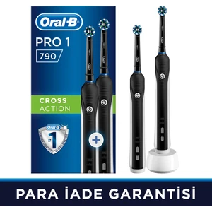 Pro 790 Şarj Edilebilir Diş Fırçası Cross Action Siyah 2'li Avantaj Paket