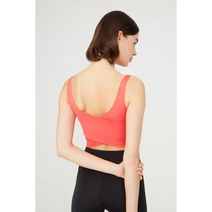 Los Ojos Mercan Hafif Destekli Sırt Detaylı Kaplı Crop Top Spor Büstiyer