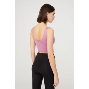 Los Ojos Lavanta Hafif Destekli Sırt Detaylı Kaplı Crop Top Spor Büstiyer
