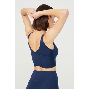 Los Ojos Lacivert Hafif Destekli Sırt Detaylı Kaplı Crop Top Spor Büstiyer