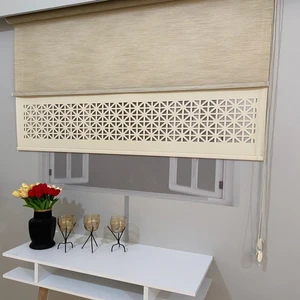 Volper Mekanik LZR1045 Çift Mekanizmalı Lazer Kesim Tül ve Stor Perde Sütlü Kahverengi 80 x 200 cm.