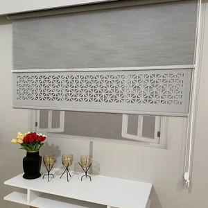 Volper Mekanik LZR1045 Çift Mekanizmalı Lazer Kesim Tül ve Stor Perde Gri 80 x 200 cm.