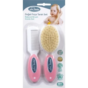 Sevi Bebe Naturel Fırça Tarak Seti Pembe-Pembe