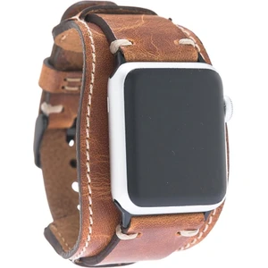 Apple Watch Uyumlu Deri Kordon 42-44-45MM - Kahverengi
