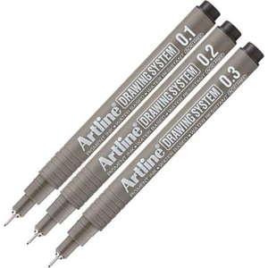 Teknik Çizim Kalemi 0.1 - 0.2 - 0.3 mm Siyah 3 Lü Set Artline Drawing Teknik Çizim Kalemi
