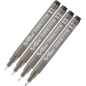 Teknik Çizim Kalemi 0.1 - 0.3 - 0.5 - 0.7 mm Siyah 4 Lü Set Artline Drawing Teknik Çizim Kalemi