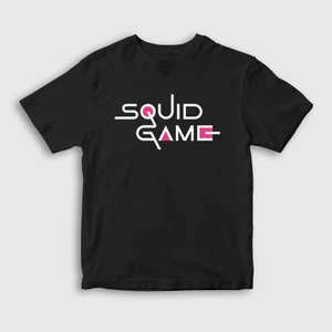 Unisex Çocuk Siyah Logo Squid Game T-Shirt