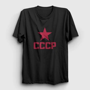 Unisex Siyah Red CCCP Sovyetler Birliği T-Shirt