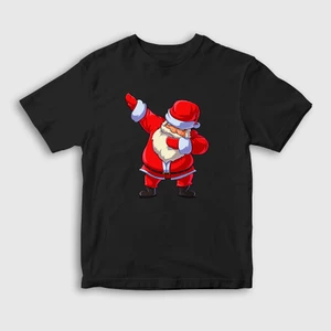 Unisex Çocuk Siyah Dabbing Noel Baba Santa Claus Yılbaşı T-Shirt