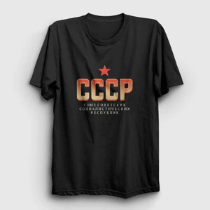 Unisex Siyah Logo V2 CCCP Sovyetler Birliği T-Shirt