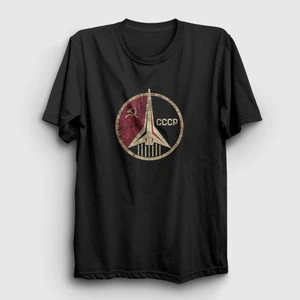 Unisex Siyah Cosmos CCCP Sovyetler Birliği T-Shirt