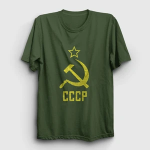 Unisex Haki Logo CCCP Sovyetler Birliği T-Shirt