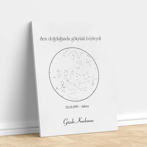 Sevimli Hediye  Gökyüzü Yıldız Haritası Kanvas Tablo