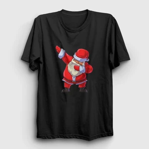 Unisex Siyah Dabbing Noel Baba Santa Claus Yılbaşı T-Shirt