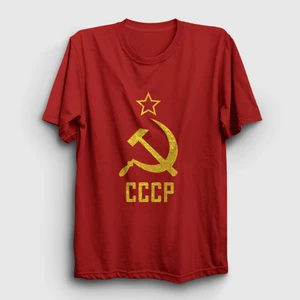Unisex Kırmızı Logo CCCP Sovyetler Birliği T-Shirt