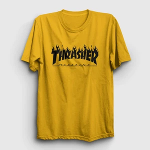 Unisex Sarı Logo V6 Thrasher T-Shirt